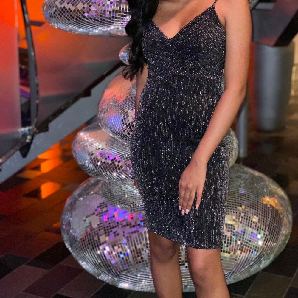 Papaya Black Shiny Dress
